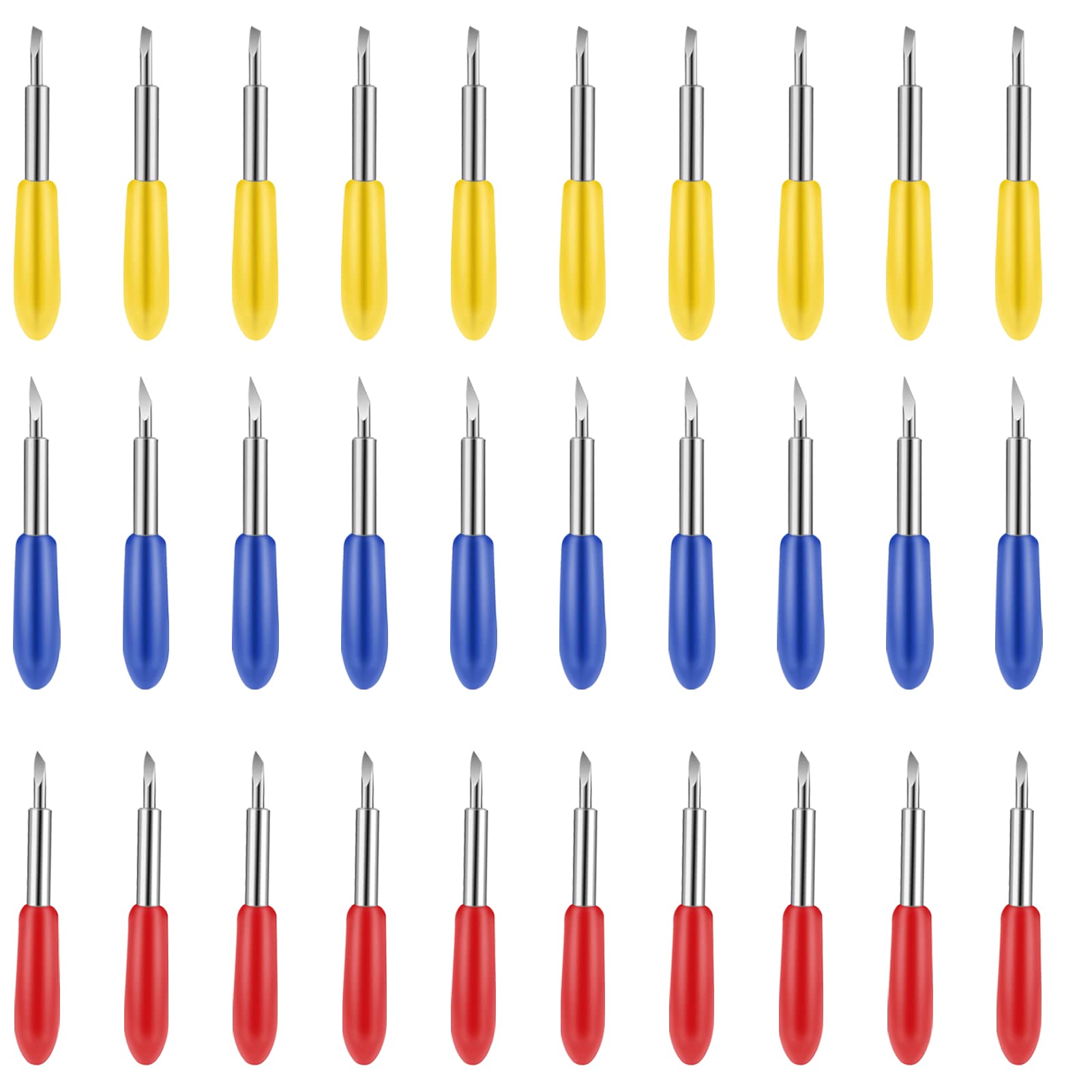 30PCS Replacement Blades for Cricut Maker, Plotter Blades Cutting Blades for Explore Air/Maker/Expression, 10PCS 30° Fine Point Blades, 10PCS 45° Standard Blades and 10PCS 60° Deep Cut Blade