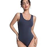 Bolsamila Women Bodysuit Tummy Control Deep V Neck Backless Sleeveless Double Lined Thong Going Out Bodysuit for Women