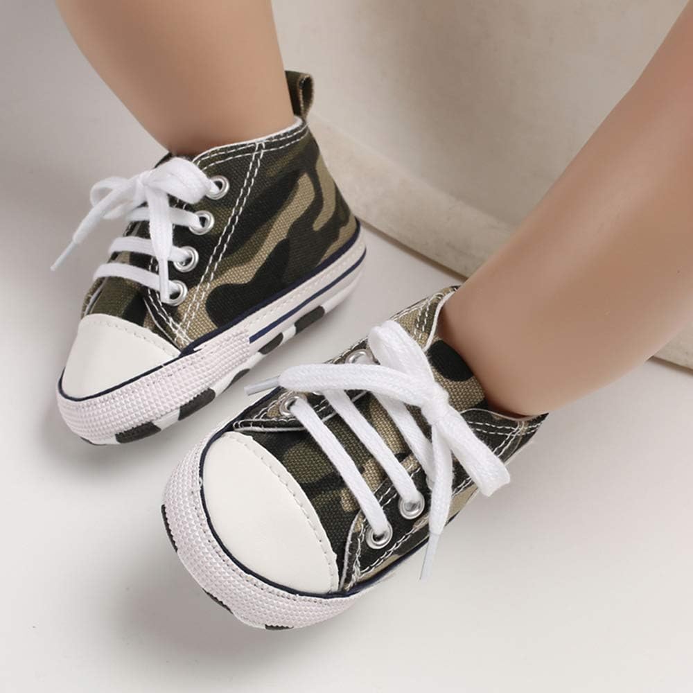  | Unisex Baby Boys Girls Canvas Sneakers Soft Soled High-Top Ankle Infant Crib Shoes Toddler First Walkers | Sneakers