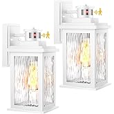 VIANIS 2 Pack Motion Sensor Outdoor Wall Lantern, White Dusk to Dawn Outdoor Lighting Wall Mount, Anti-Rust Waterproof Exteri