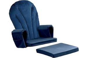 ANMINY 5pcs Glider Rocker Replacement Cushions Set - Thickened Velvet Glider Rocking Chair Cushions with 29 inch High Backrest & Side Pockets for Indoor Nursery, Washable & Non Slip, Blue
