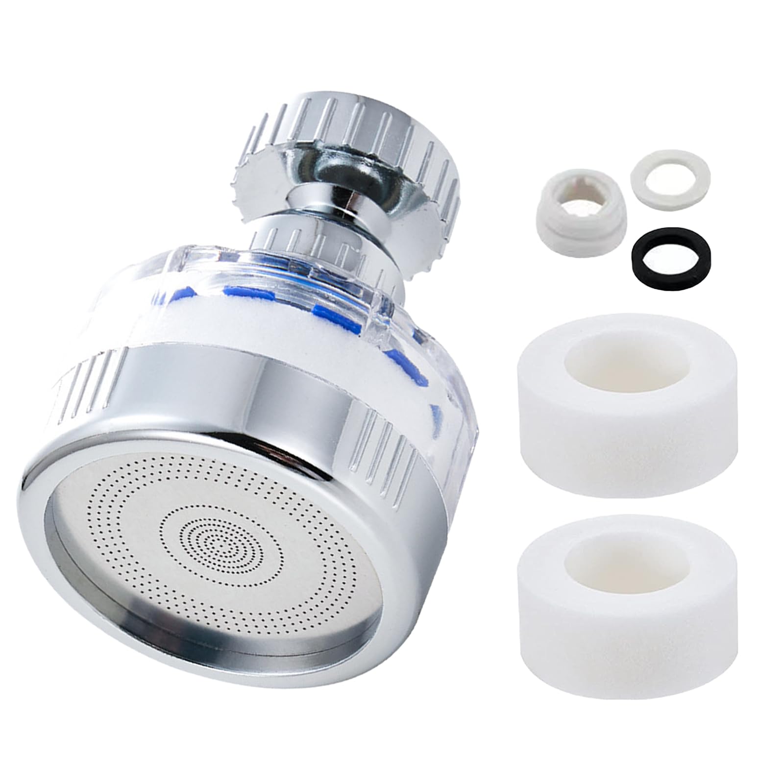 Faucet Water Filters with 2 Filter Cartridges, 360 Degree Rotating Sink Faucet Filter,Carbon Water Purifier Filter Cartridge Water Tap Removes Chlorine Fluoride Heavy Metals Hard Water