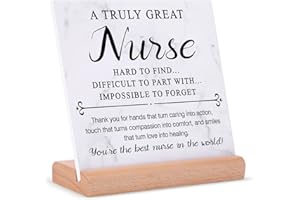 Afterprints Nurse Gifts - Thank You Plaque with Wooden Stand, Nurse Appreciation Gift, Nurses Week Gifts for Nurse Practitioners, Nurses Women Men, RN, Nursing Students, Office Desk Sign Decor