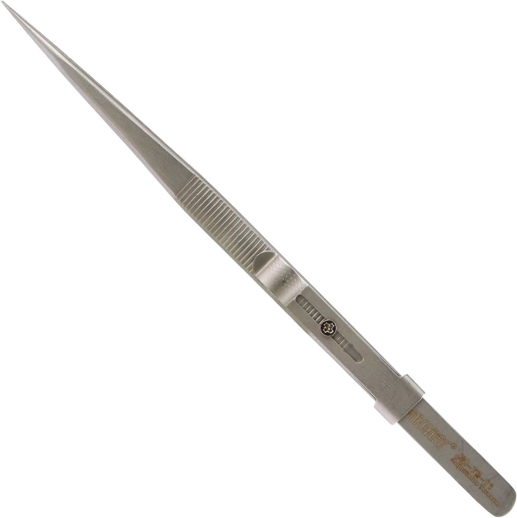 amiciTools Professional Anti-Static Non Magnetic Stainless Steel Anti-Slip Lock Tweezers (1 Piece)