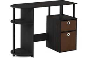 FURINNO Jaya Computer Study Desk with Bin, Brown