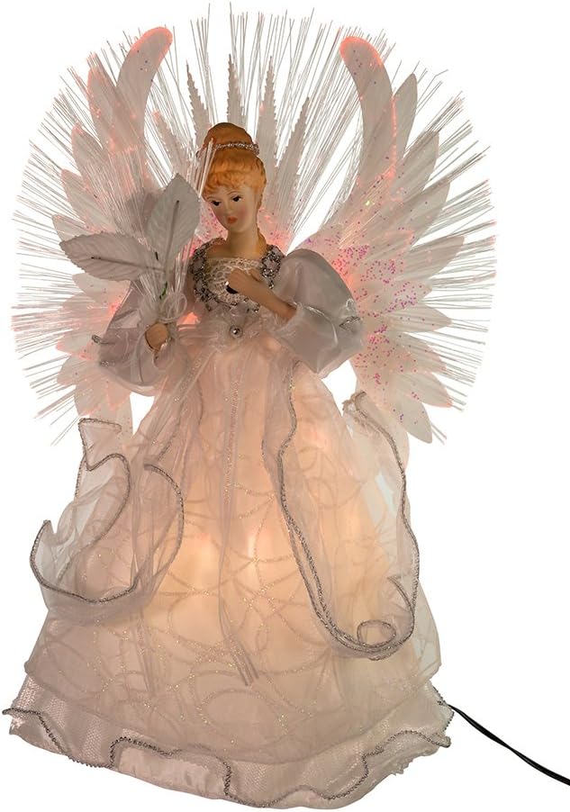 Tree Toppers - Kurt S. Adler Kurt Adler 14-Inch Multi Fiberoptic Treetop Angel Tree Topper