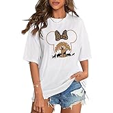 Flafens T Shirts for Women Graphic Tees Cute Shirts Cotton Fit Short Tshirts