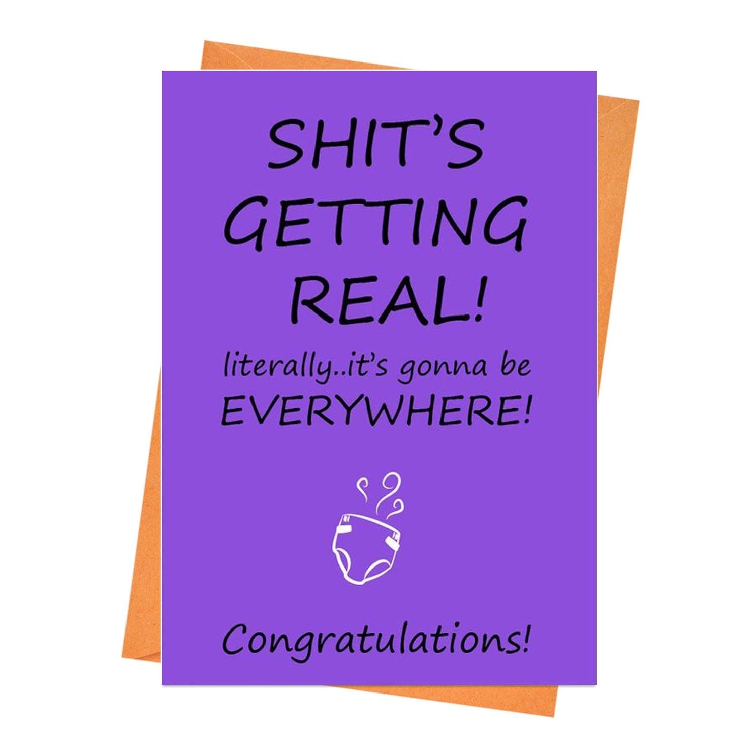 Shits Getting Real Funny New Baby Card Baby Boy Baby Girl Baby
