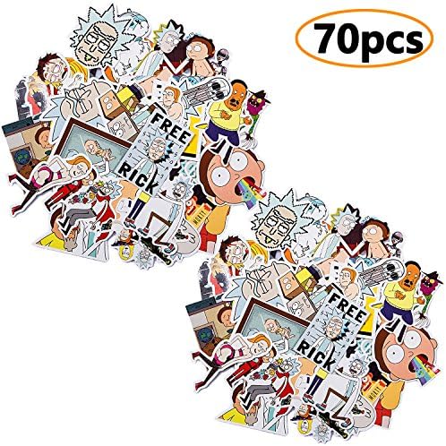70 Pcs Morty and Rick Car and Laptop Stickers, Variety Vinyl Decals Stickers for Skateboard, Motorcycle, Bicycle, Luggage, Graffiti Patches (70 Pieces)