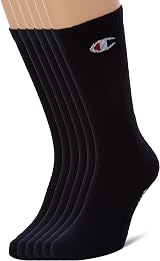 Champion Unisex Basics 6 Pack Crew Ankle Socks Black UK Size 6-8 view 2