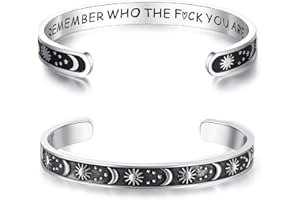 TONY & SANDY Inspirational Bracelets for Women Teen Girls Personalized Gifts for Daughter Granddaughter Mom Sister Friends Stainless Steel Engraved Cuff Birthday Easter Christmas