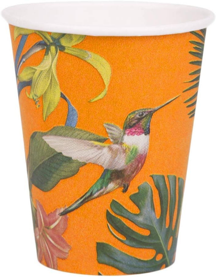 Orange Tropical Paper Party Cups, Tropical Cups, 8 Count (Pack of 1)