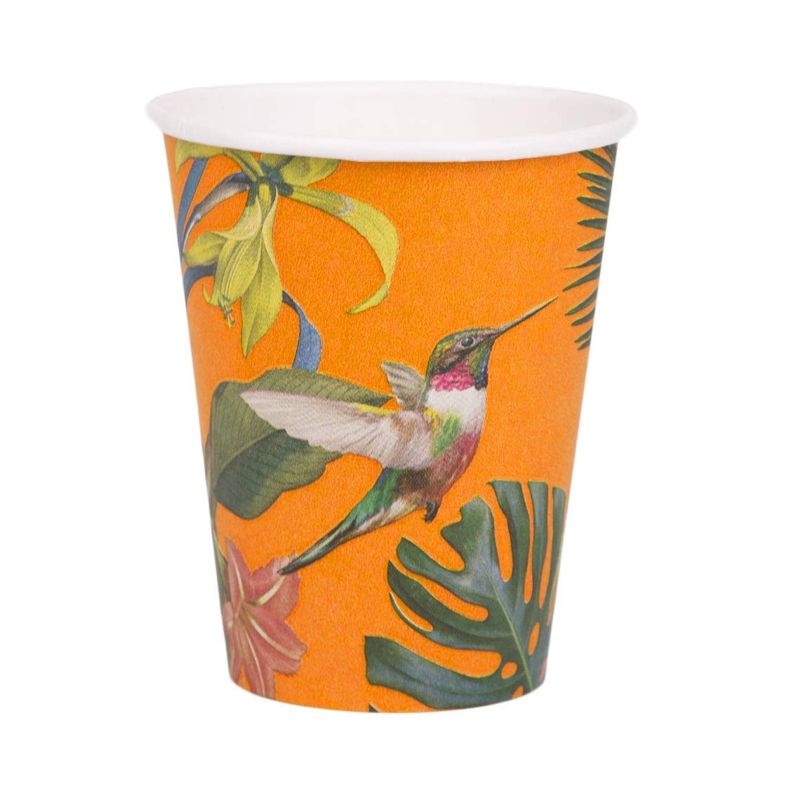 Orange Tropical Paper Party Cups | Home Recyclable, Eco-friendly | For Summer, Birthday, Picnic, Celebration, Fiesta, Hawaiian | Made by Talking Tables | Pack of 8 (330ml/12oz)
