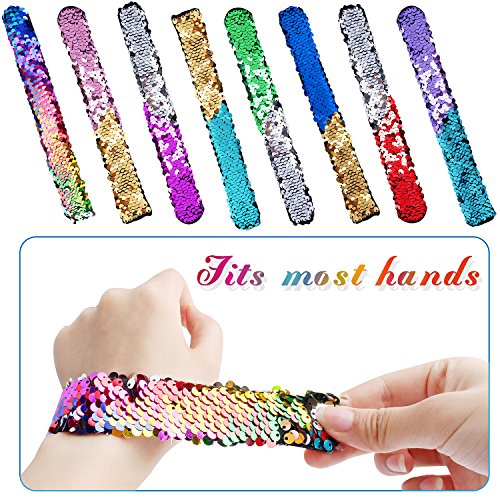 image for Hicdaw Bracelet for Mermaid Sequin Slap, 24 Pcs Flip Bracelet for Merm