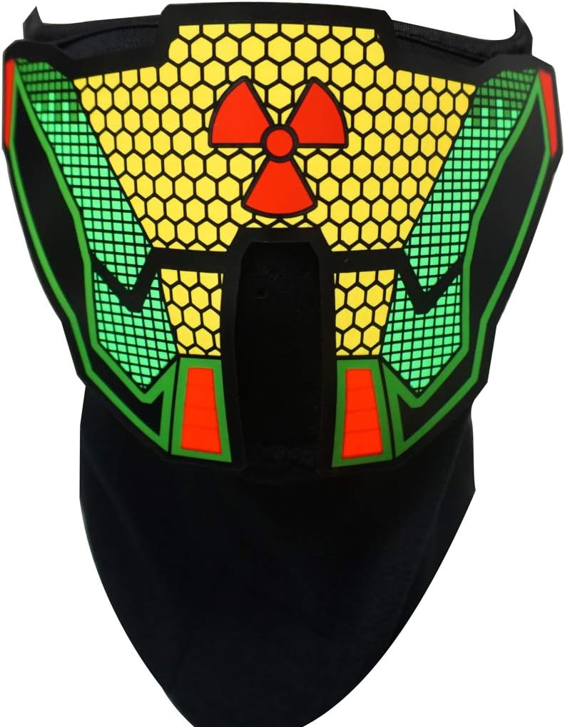 Rave GlowHalloween Mask LED Mask Light Up Mask Sound Reactive Mask Scary Mask for Hallween Shows Events Party Festival (Pinwheel)