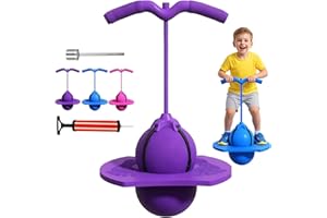 Balance Jumping Ball with Handle ＆ Pump, Pogo Ball for Kids and Adults, Bounce Jump Ball with Balance Board, Low Noise Toy fo