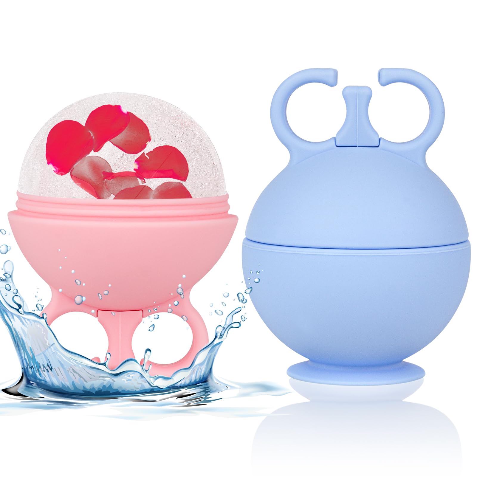 Photo 1 of 2 Pack Ice Roller for Face, Ice Cube Roller for Neck Body and Eye Tones Skin Face Ice Mold (Pink Blue)