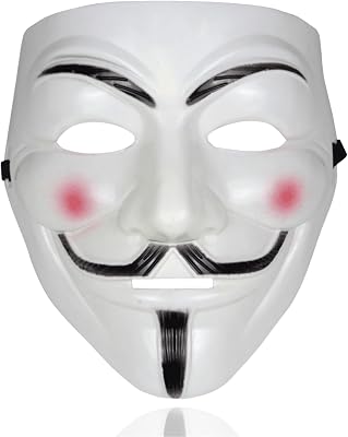 Maschera da vendetta come accessorio per costumi da donna e da uomo, da bambino e da adulto, in occasione di carnevale anonimo e in maschera