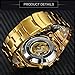 Caluxe Men's Skull Watch Skeleton Automatic Mechanical Wrist Watch Self Winding with Stainless Steel Band