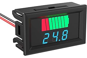 Battery Monitor, 2 in 1 Battery Voltage Meter ​12V, 24V, 36V, 48V, 60V, 72V LED Digital Battery Capacity Tester for Golf Cart