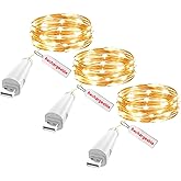Rechargeable Fairy Lights - 7ft 20 LED String Lights, USB Rechargeable Battery Operated Twinkle Light for Mason Jars Wedding Decor Centerpiece Table Decorations Christmas