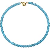 chorfla Beaded Gemstone Necklaces for Women, Bohemian Colored Choker Natural Stone Bead Decoration Summer Beach Handmade Jewelry Necklace