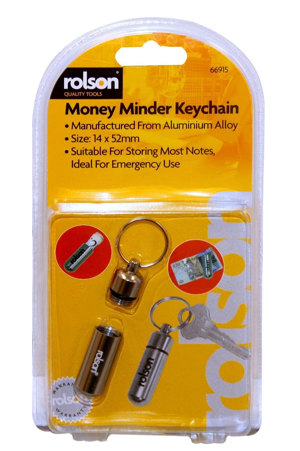 Rolson 66915 Money Minder with Key Chain, Silver