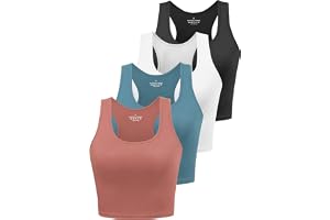 Joviren Crop Tank Tops for Women Workout Cropped Athletic Shirts | 4 Pack Cotton Racerback Yoga Tops