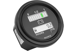 Runleader 12V/24V 36V 48V 72V Battery Fuel Gauge Meter,Battery Level Meter,Resettable TOT Hours,Lead Acid Battery Applicably(But Not Trojan),for Golf Cart Club Car Forklift Scrubber Machine Floor (1)