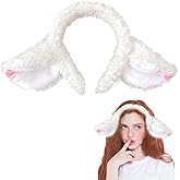 Azkarionyss Sheep Ears Headband, Plush Sheep Ears Headband for Womens, Lamb Ears for Halloween Costume Parties