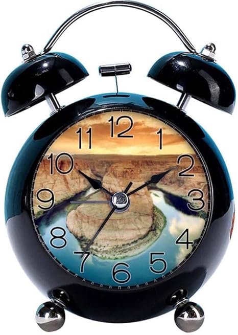 Amazon Co Jp かわいい色の目覚まし時計 夜ライトが付いている円形の馬の机上時計ホースシュー ベンド ケノン寝室の装飾 黒 ホーム キッチン