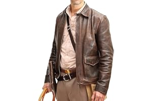 ABSOLUTE LEATHER Men's Raiders of The Lost Ark Brown Leather jacket | Brown distressed Leather Jacket Harrison American Bomber Leather Coat