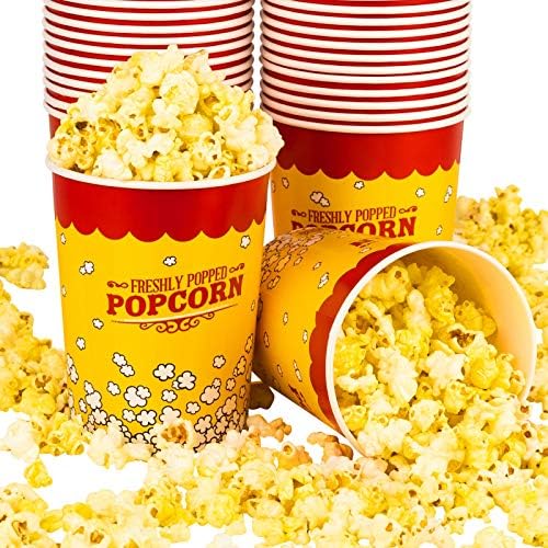 32 Oz Popcorn Buckets, Disposable Popcorn Containers (25 Count), Large