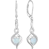 Starchenie Infinity Heart Earrings Sterling Silver Twisted Leverback Earring Gemstones Jewelry for Women