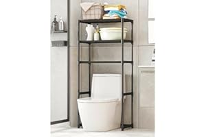 3-Tier Over the Toilet Storage Rack, Freestanding Metal Bathroom Shelf Shelves Cabinet, Space Saving Toilet Organizer Rack, S