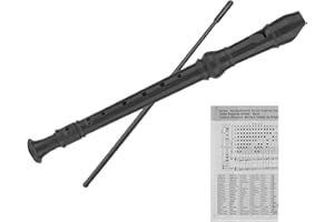 ENGIEGEE 8-Hole Soprano Descant Recorder Kids Music Flute with Cleaning Rod & Case Bag For School Student Home Entertainment Black