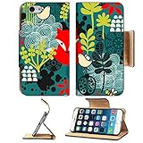 Liili Premium Apple iPhone 6 iPhone 6S Flip Pu Leather Wallet Case ID: 27886520 Birds fox and flowers seamless pattern Vector texture