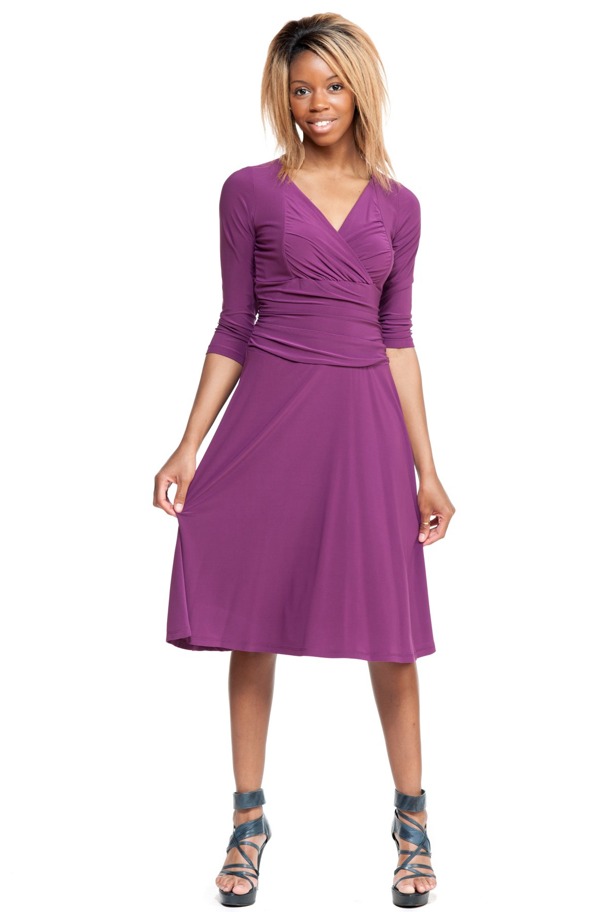 knee length dresses for ladies SecretSculpt Long Sleeve Above Knee Dress main image 1