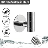YUET 2 Pcs Self Adhesive Towel Hooks Stainless Steel 304 Polished Chrome view 2