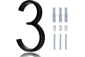 REAVOR House Numbers For Outside Modern - 5 Inch Floating House Numbers With Nail Kit And Instructions, High Gloss Black Address Numbers 3