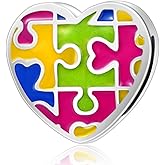 QeenseKc Autism Awareness Clip Lock Charm Puzzle Piece Heart Bead for Pandora Reflexion Bracelet