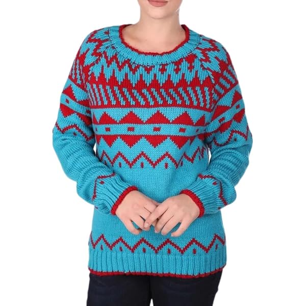Suéter Mujer Fair Isle Vintage - Cuello Redondo, Manga Larga, Ligero, Tejido Acrílico Suave