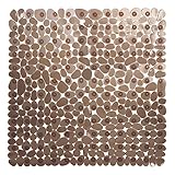 InterDesign Pebblz Non-Slip Suction Bath Mat for Shower, Bathtub - Square, Amber - 22" x 22" (Kitchen)