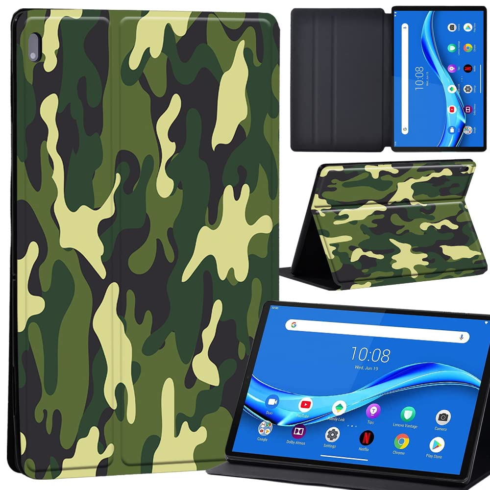 Case For Lenovo Tab M10 FHD Plus 10.3 inch (TB-X606X TB-X606F) Leather Case with Auto Wake-up, Flip Case for Lenovo Tab M10 FHD Plus Cover (army camouflage)
