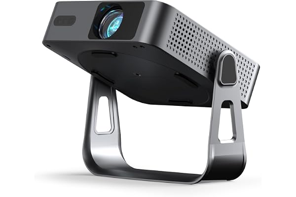 [Officially-Licensed App & Auto Focus]Black Smart Mini Projector with WiFi and Bluetooth, XuanPad 4K Support Movie Projector, Portable Native 1080P Outdoor Projector with 360° Stand