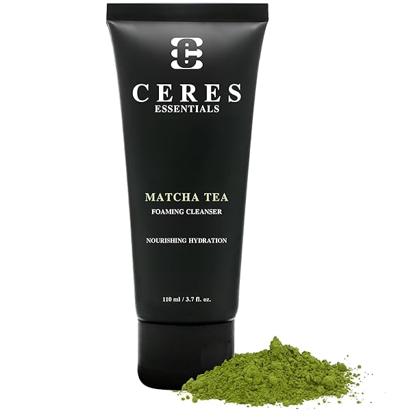 CERES ESSENTIALS MATCHA GREEN TEA FOAMING CLEANSER, NOURISHING & HYDRATING FOAMING FACE WASH FOR ALL SKIN TYPES, DETOXIFYING WITH ANTIOXIDANT PROPERTIES FOR SMOOTH SKIN, 3.7 FL OZ