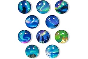WELANE Glass Fridge Mangets, 10 PCS Aurora Crystal Magnetic Fridge Magnets for Home, Office, Whiteboard, Locker (1.2in/30mm)