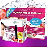 Applied Nutrition Liquid Collagen One-Per-Day Drink Mix, Tropical Strawberry and Kiwi Flavored, 4000Mg, 30 Liquid Tubes