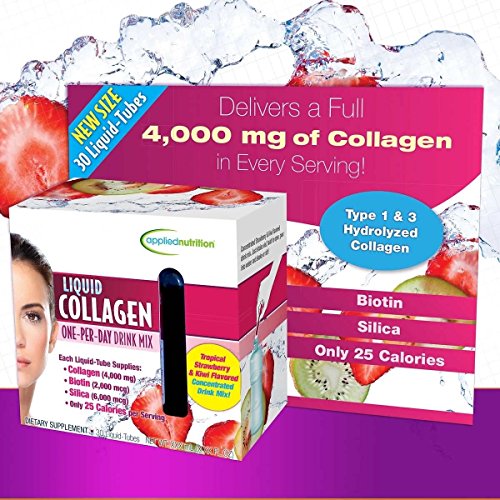 Applied Nutrition Liquid Collagen One-Per-Day Drink Mix, Tropical Strawberry and Kiwi Flavored, 4000Mg, 30 Liquid Tubes Applied Nutrition Liquid Collagen One-Per-Day Drink Mix, Tropical Strawberry and Kiwi Flavored, 4000Mg, 30 Liquid Tubes