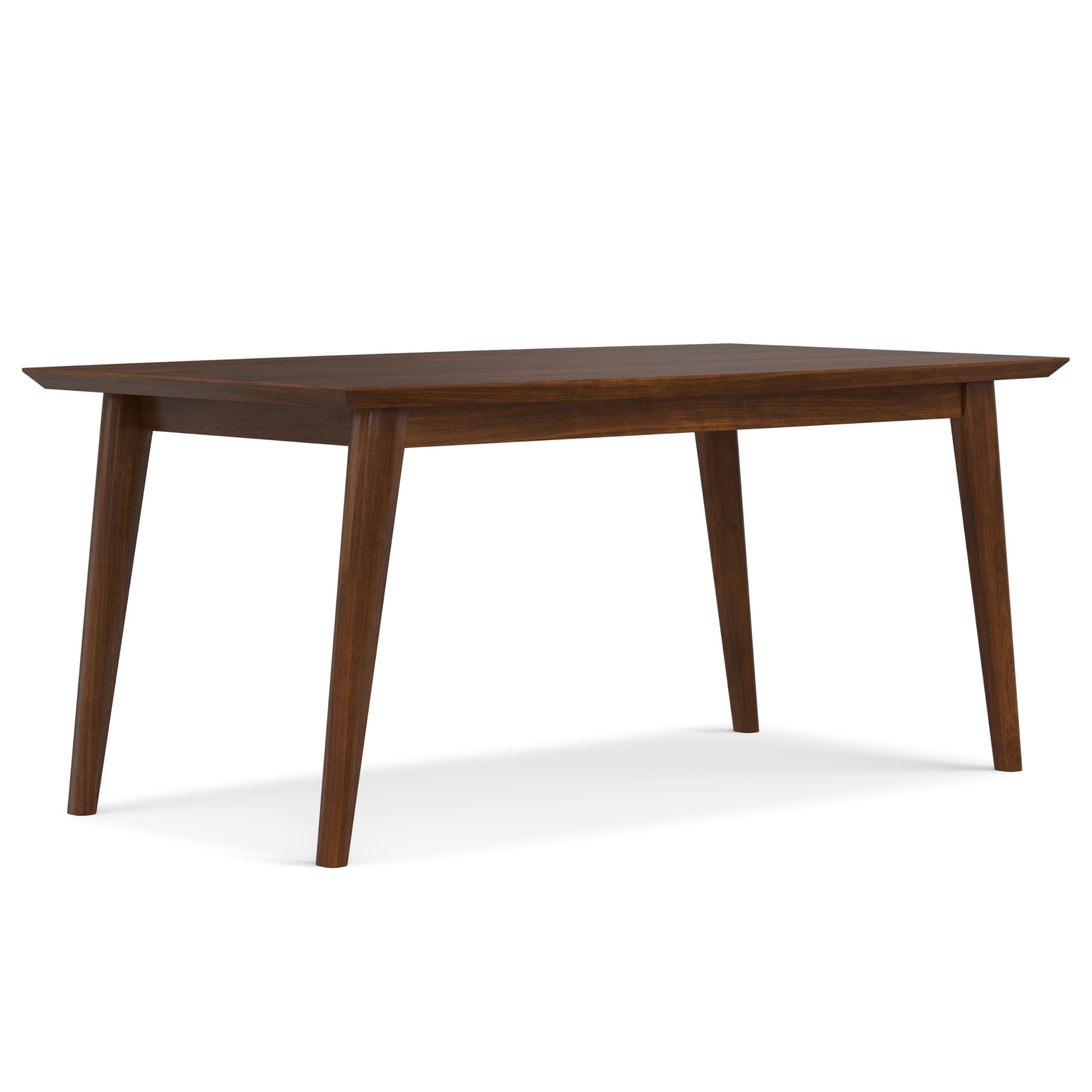 Photo 1 of SIMPLIHOME Draper SOLID WOOD and Rubberwood 66 Inch Rectangle Mid Century Modern Dining Table in WALNUT WOOD, For the Dining Room
